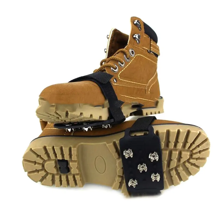 1 Pair Lace-up 5 Teeth Silicone Ice Claw Outdoor Non-slip Shoes Covers for Ice Snow Ground(Black)