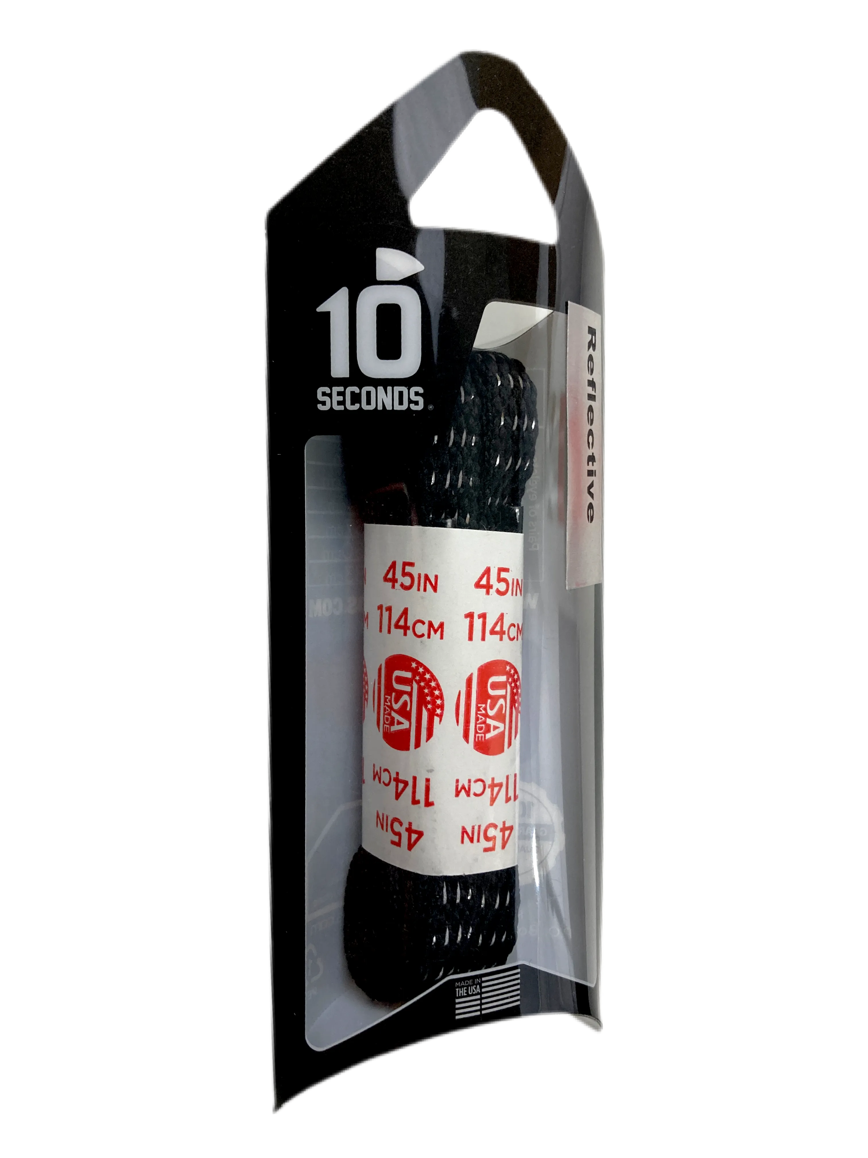 10 Seconds ® Reflexall ® Athletic Flat Laces | Black Reflective