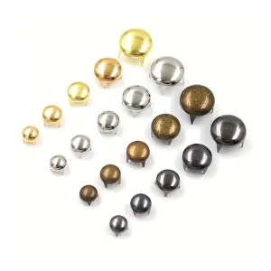 100pcs 2.5-16mm Round Dome Rivets Spike Studs, Punk Rock DIY Leather Craft For Shoes Clothing Bag Parts Decoration