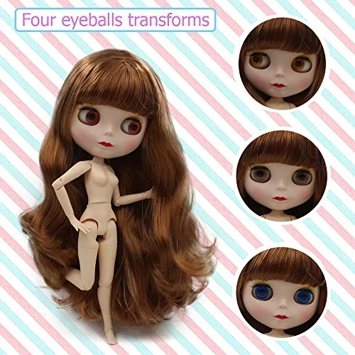 1/6 BJD Doll, 4-Color Changing Eyes Matte Face and Ball Jointed Body Dolls, 12 Inch Customized Dolls Can Changed Makeup and Dress DIY. Nude Doll Sold Exclude Clothes (S.2)