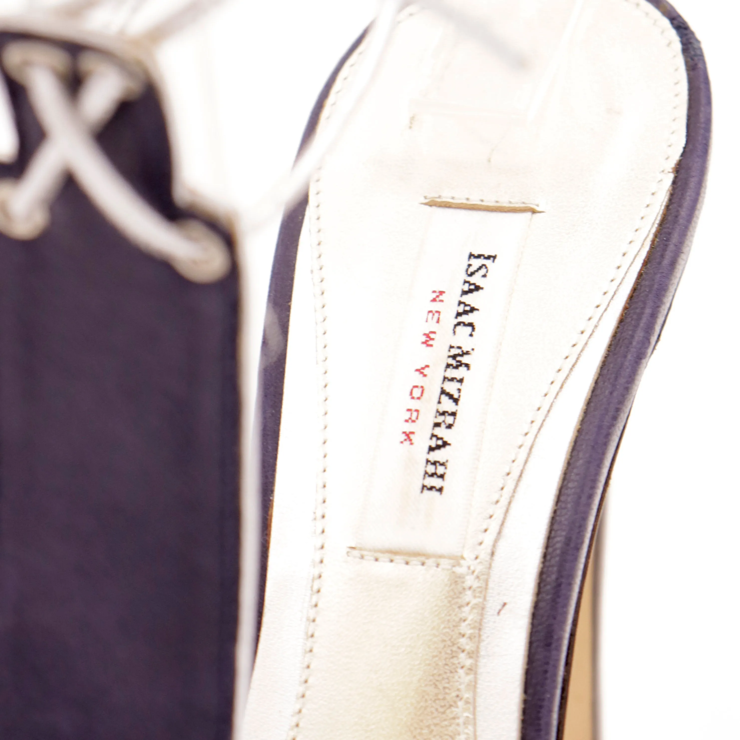 1990s Isaac Mizrahi Navy Blue Platform Heels W/ Silver Ankle Straps
