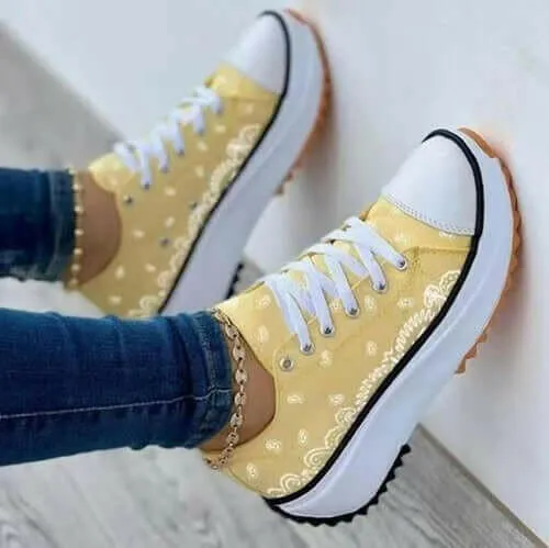 2022 Pattern Canvas Women Sneakers Casual Sport Shoes