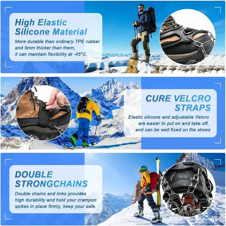 24 Teeth Outdoor Snow Anti-slip Ice Claws 201 Stainless Steel Anti-slip Shoe Cover, Size: L(Black)