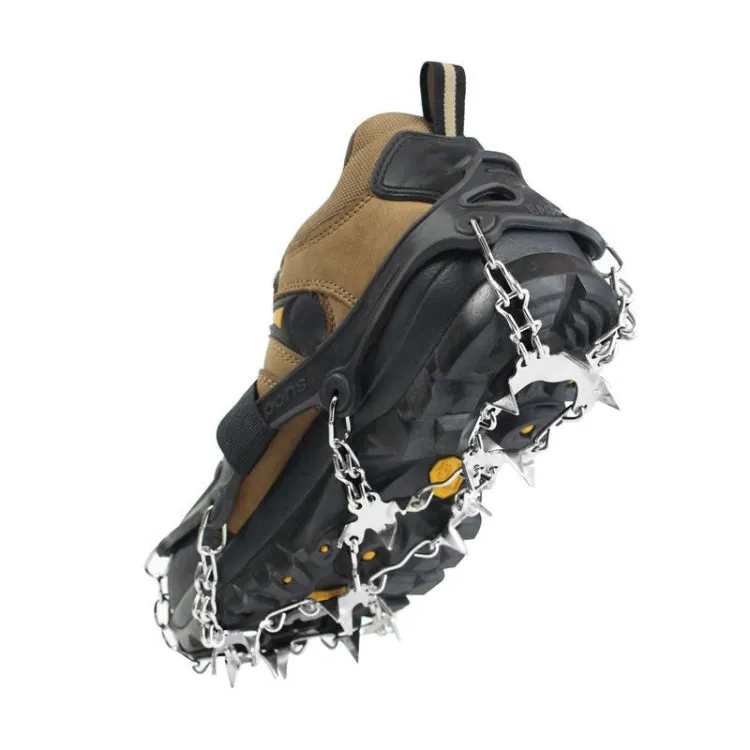 24 Teeth Outdoor Snow Anti-slip Ice Claws 201 Stainless Steel Anti-slip Shoe Cover, Size: L(Black)