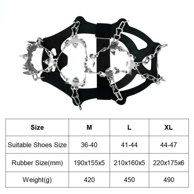 24 Teeth Outdoor Snow Anti-slip Ice Claws 201 Stainless Steel Anti-slip Shoe Cover, Size: L(Black)