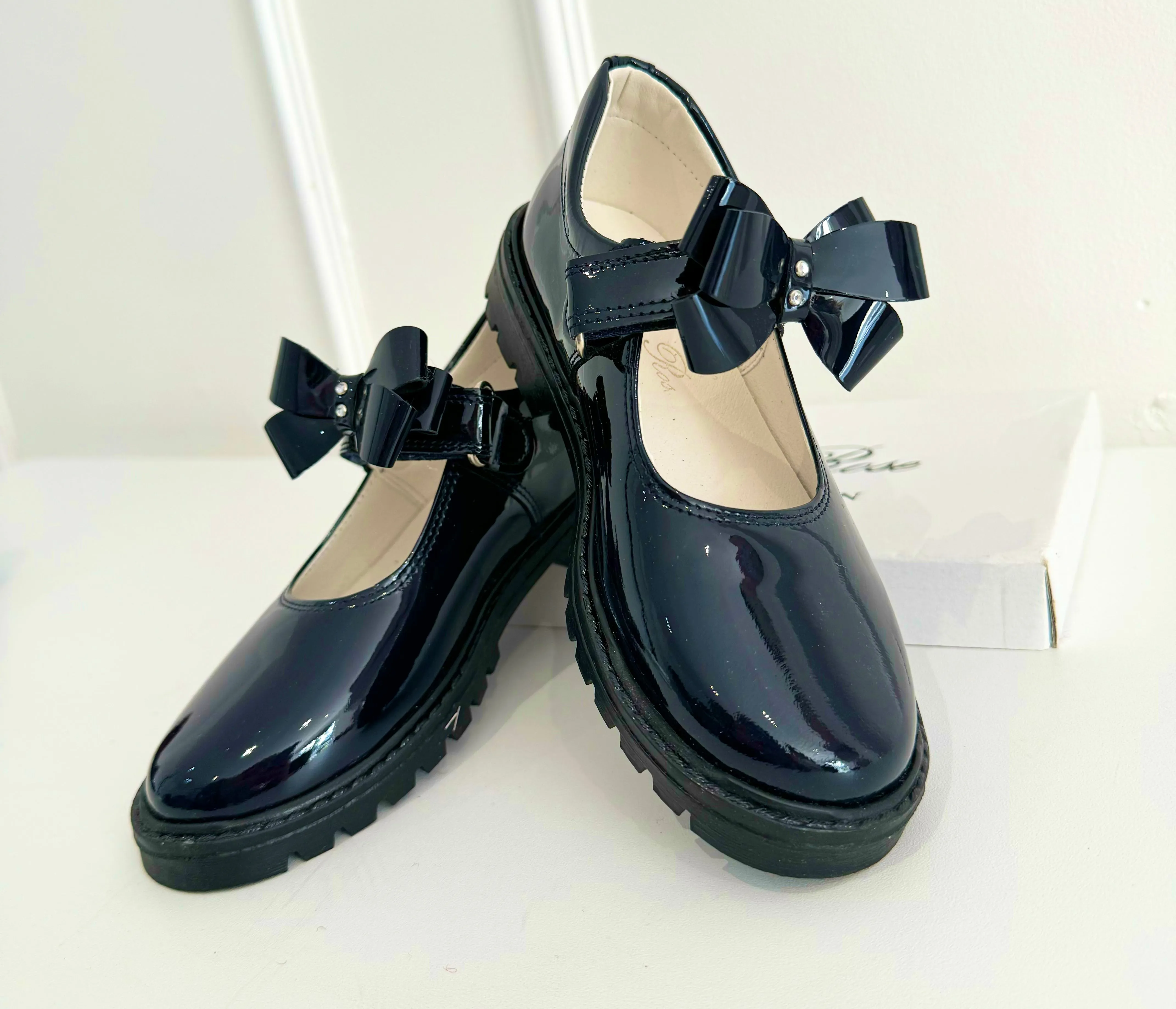 6258 Navy School Shoe  - Chunky