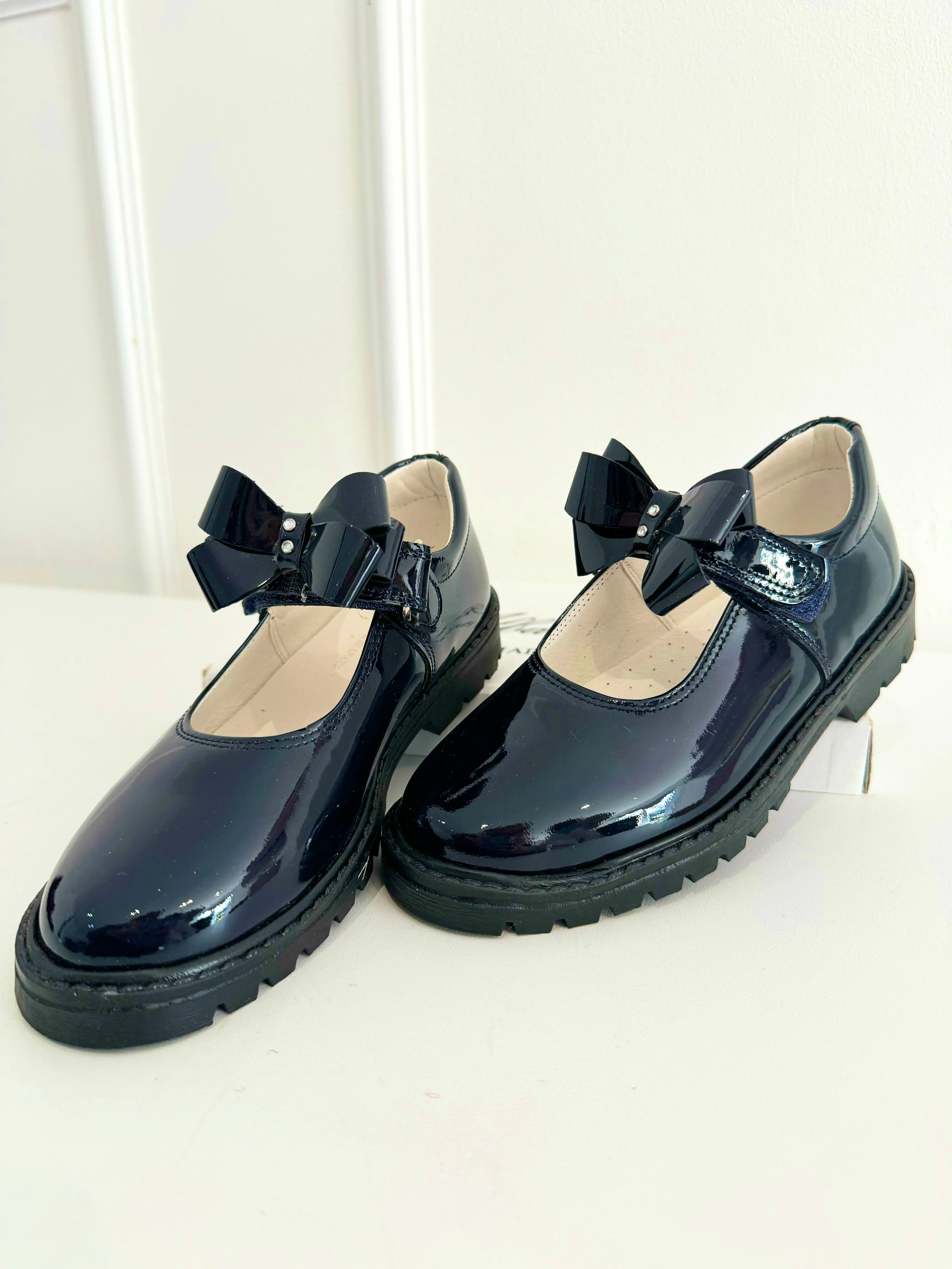 6258 Navy School Shoe  - Chunky