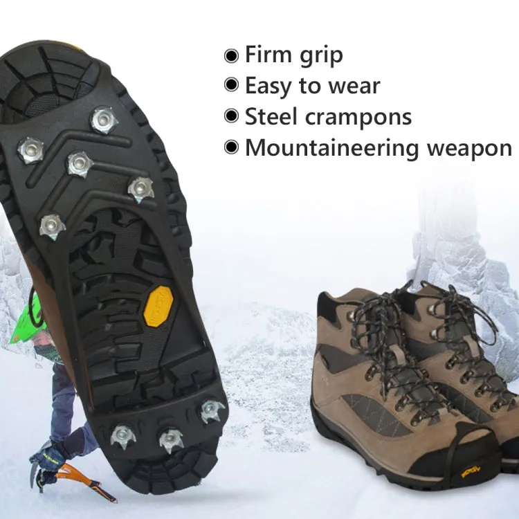8 Teeth Ice Claw Outdoor Non-slip Shoes Covers for Ice Snow Ground, Size:M（35-39）(Black)