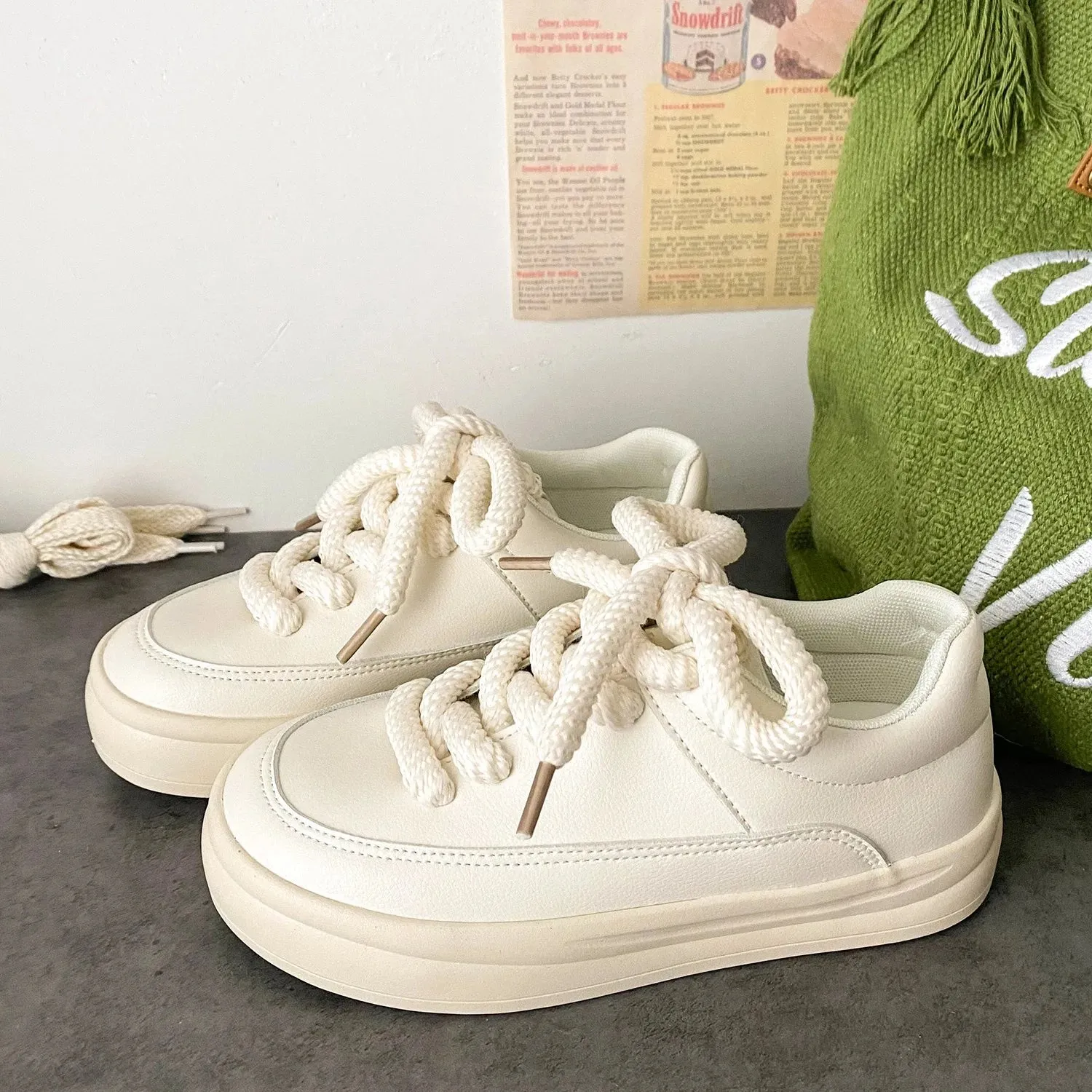 Advbridge -  Lace Up Platform Women Running Sports Shoes Woman Flats Casual Vulcanized Rubber Sole Shoes Autumn Outdoor Chunky Sneakers