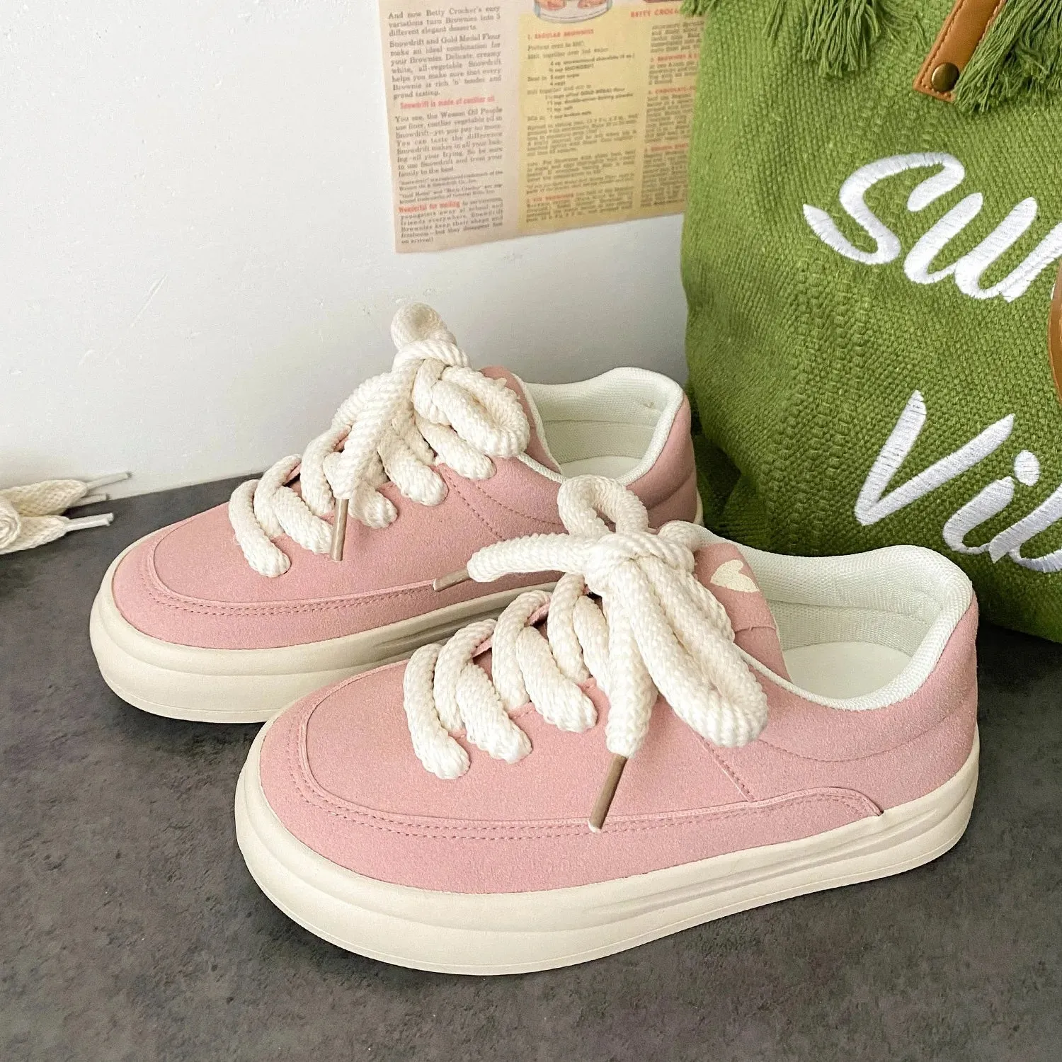 Advbridge -  Lace Up Platform Women Running Sports Shoes Woman Flats Casual Vulcanized Rubber Sole Shoes Autumn Outdoor Chunky Sneakers