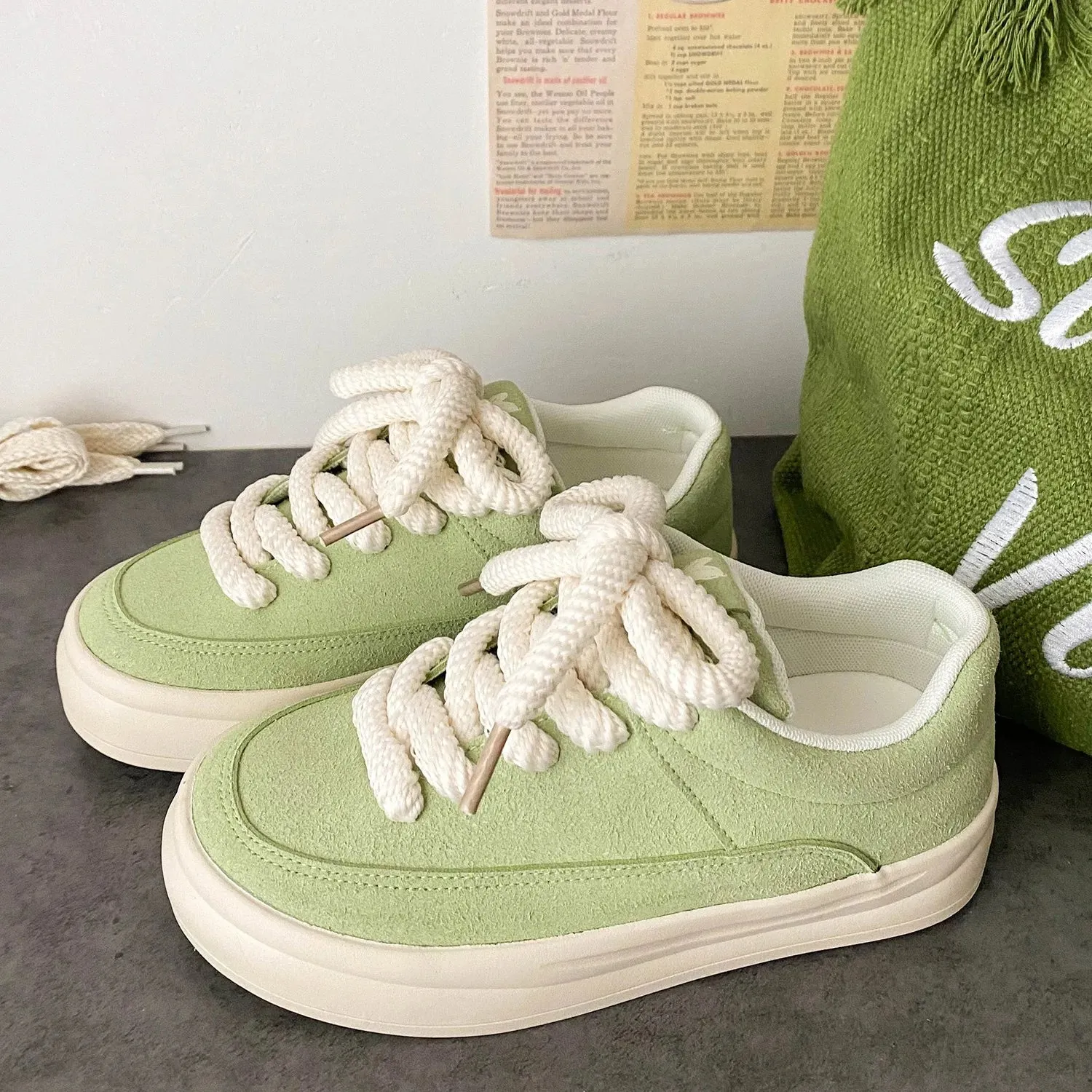 Advbridge -  Lace Up Platform Women Running Sports Shoes Woman Flats Casual Vulcanized Rubber Sole Shoes Autumn Outdoor Chunky Sneakers