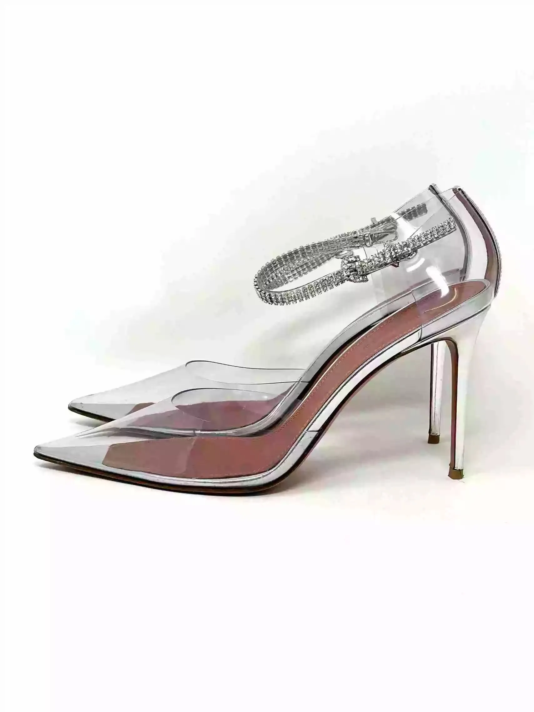 Amina Muaddi Ursina Glass Pump Heels With Crystals 41 UK 8