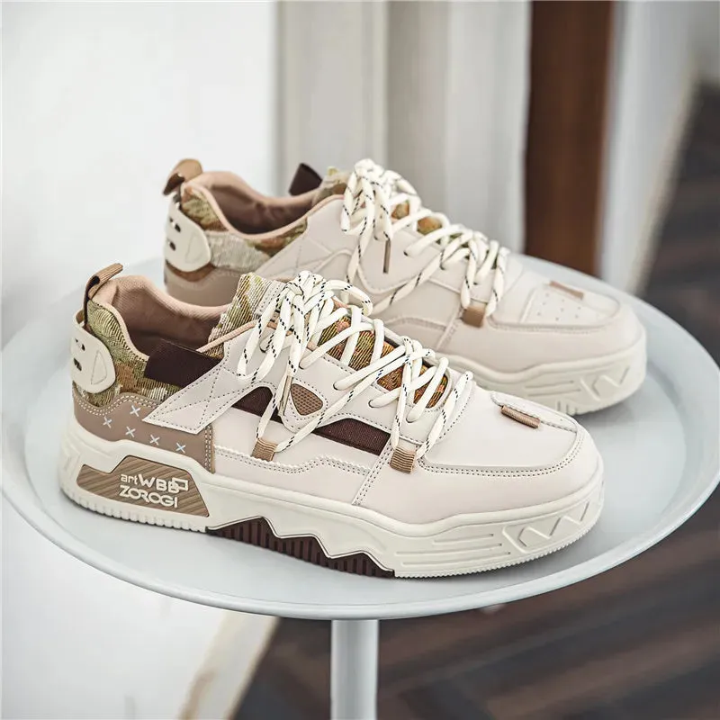 Amozae-2024 Autumn Men Casual Sneakers Canvas Chunky Platform Ankle Boots High-cut Zip Patchwork Sneakers Male Breathable Sport Shoes