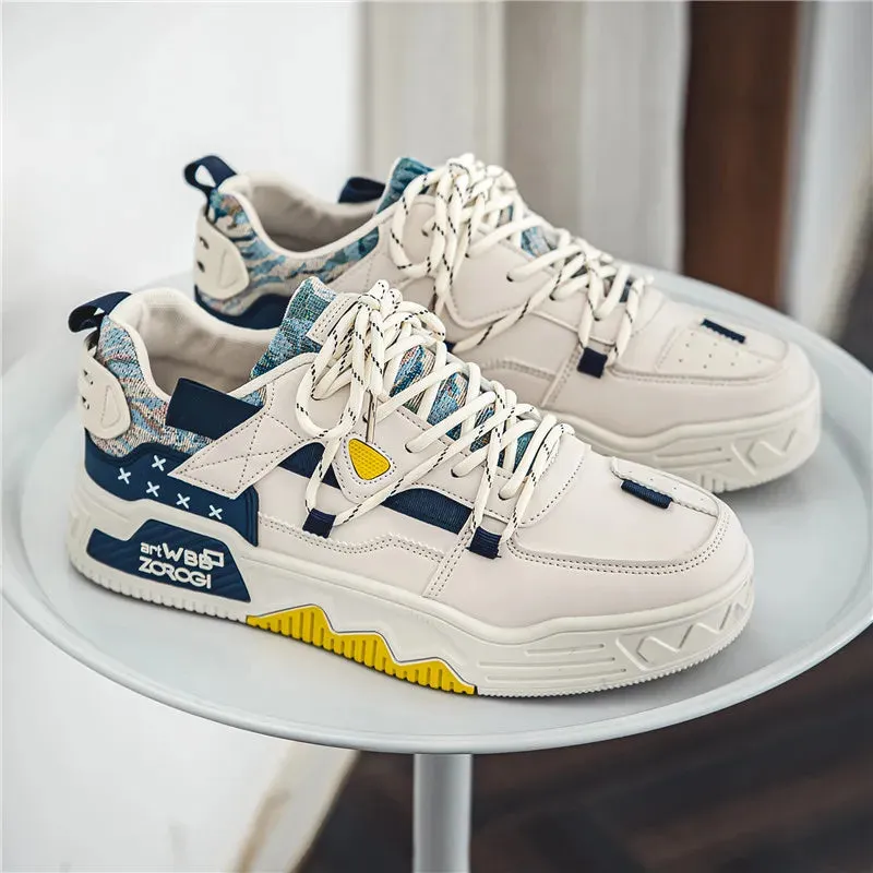 Amozae-2024 Autumn Men Casual Sneakers Canvas Chunky Platform Ankle Boots High-cut Zip Patchwork Sneakers Male Breathable Sport Shoes
