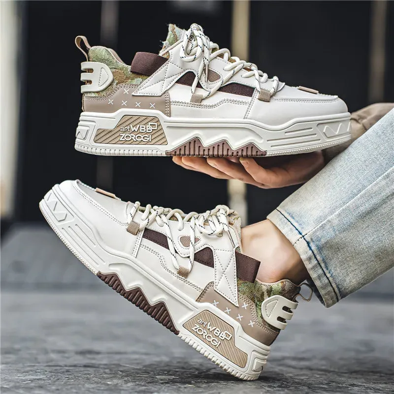 Amozae-2024 Autumn Men Casual Sneakers Canvas Chunky Platform Ankle Boots High-cut Zip Patchwork Sneakers Male Breathable Sport Shoes