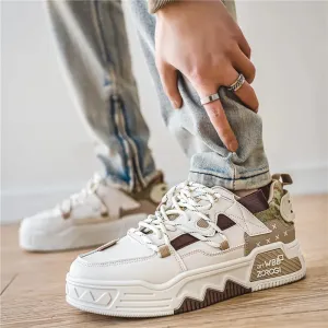Amozae-2024 Autumn Men Casual Sneakers Canvas Chunky Platform Ankle Boots High-cut Zip Patchwork Sneakers Male Breathable Sport Shoes