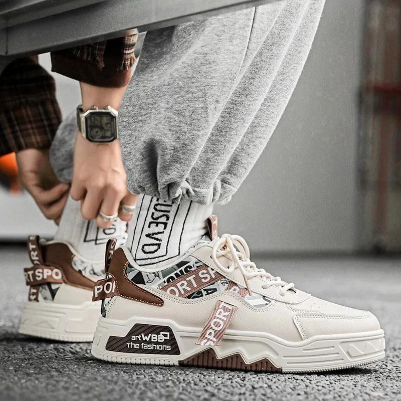 Amozae-2024 Autumn Men Casual Sneakers Canvas Chunky Platform Ankle Boots High-cut Zip Patchwork Sneakers Male Breathable Sport Shoes