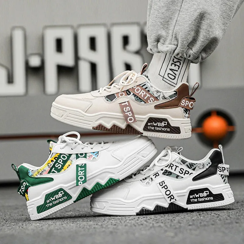 Amozae-2024 Autumn Men Casual Sneakers Canvas Chunky Platform Ankle Boots High-cut Zip Patchwork Sneakers Male Breathable Sport Shoes