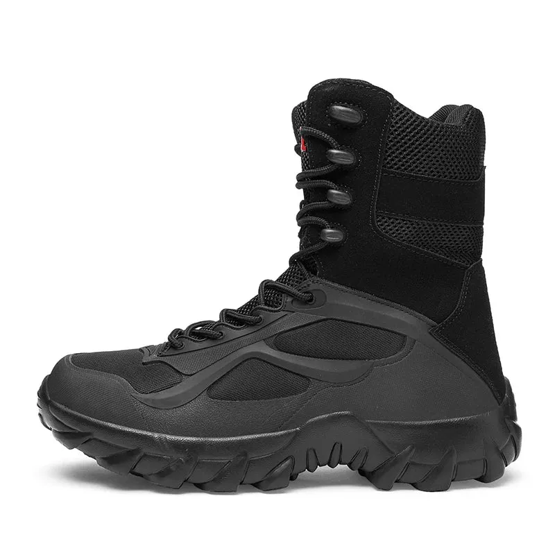 Amozae-Men's Sneaker Boots Outdoors High Top Leisure All-match Men's Mountaineering Military BootsBoots Non-slip Rubber Men Flat Boots