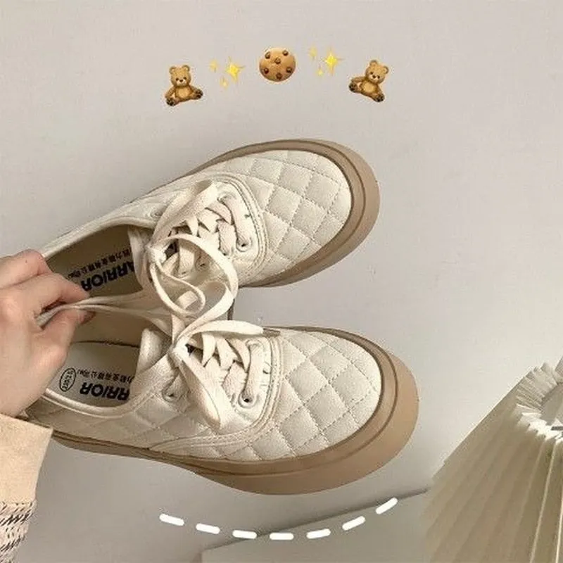 Amozae Women's Sports Shoes White Sneakers Tennis Spring Autumn Platform Basket Flat Casual Vulcanize Running Lolita Kawaii Trainers