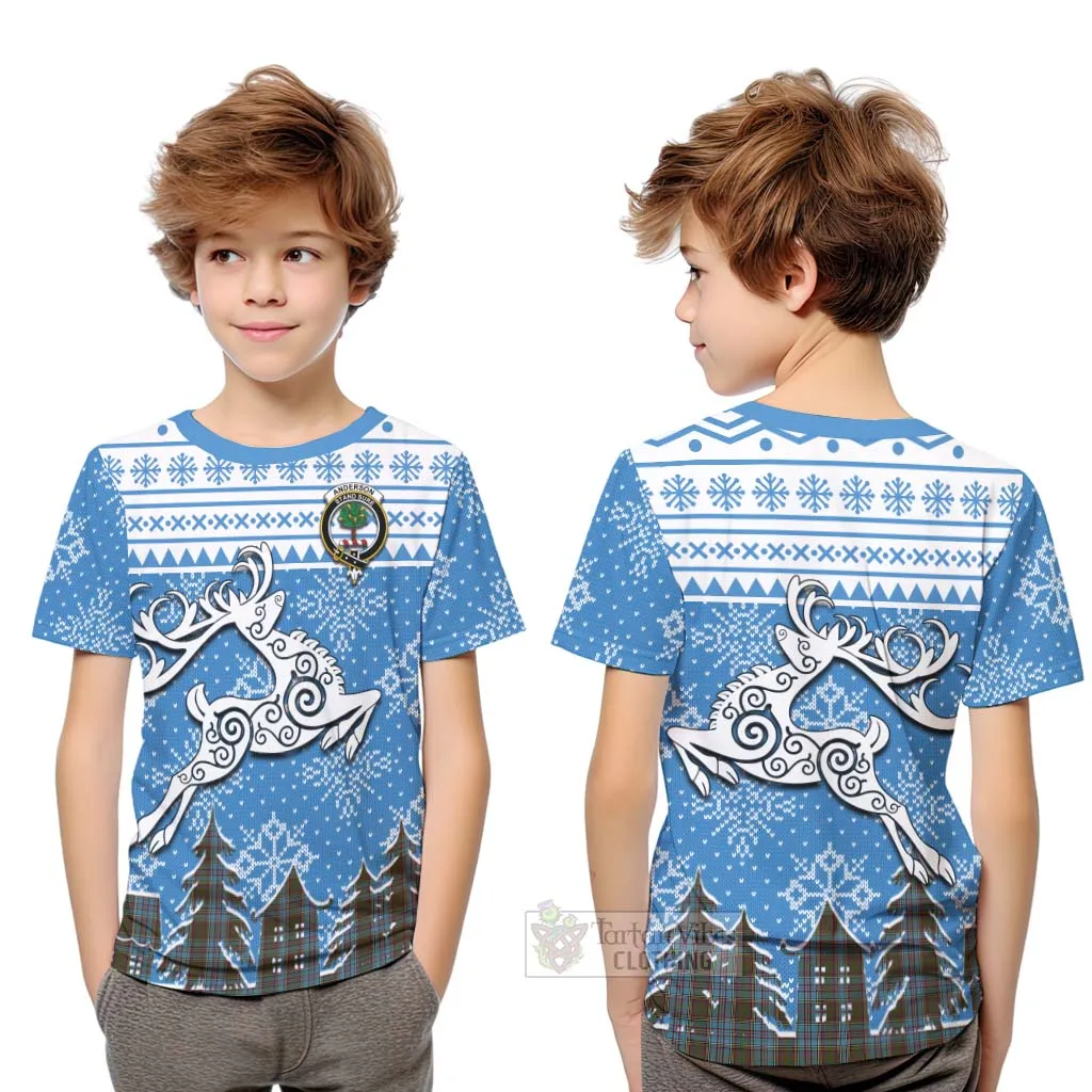 Anderson Clan Christmas Kid T-Shirt Celtic Reindeer Style