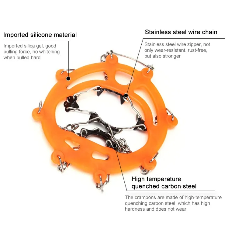 AOTU AT8601 8 Spikes Outdoor Climbing Crampon Snow Non-slip Shoe Cover (Orange)