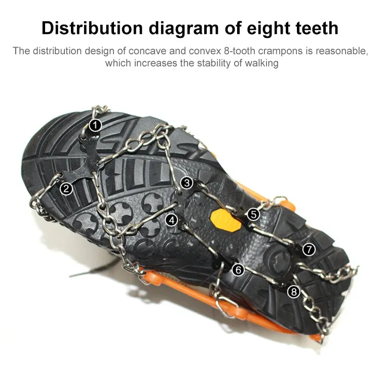 AOTU AT8601 8 Spikes Outdoor Climbing Crampon Snow Non-slip Shoe Cover (Orange)