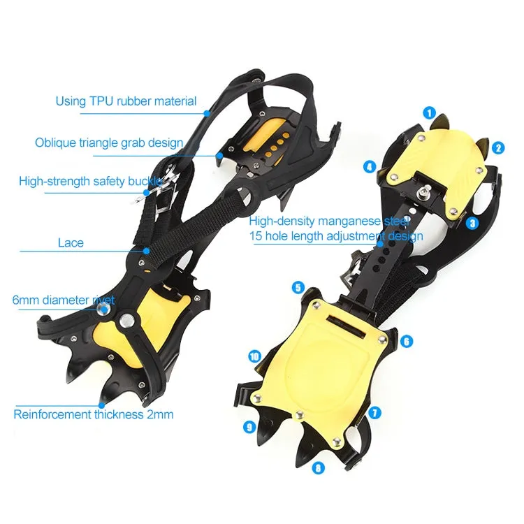Aotu AT8701 One Pair 10 Teeth Anti-Slip Ice Gripper Snow Climbing Shoes Covers(Yellow)