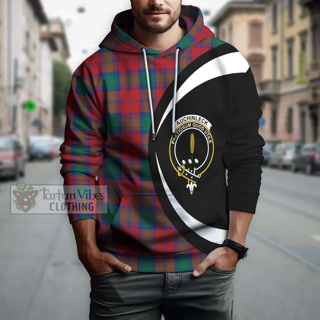 Auchinleck (Affleck) Tartan Hoodie with Family Crest Circle Style