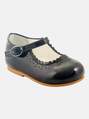 Baby Girl MARY JANE Shoes Emma Scalloped Trim - Black