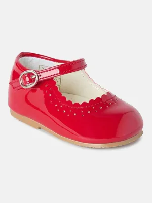 Baby Girl MARY JANE Shoes Emma Scalloped Trim  - Red