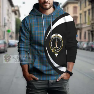 Bain Tartan Hoodie with Family Crest Circle Style