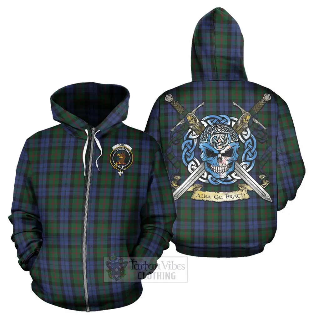 Baird Tartan Hoodie with Family Crest Celtic Skull Style