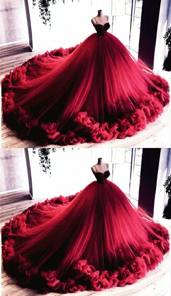 Ball Gown Ruffles Wedding prom Dresses Sweetheart Straps    cg17373