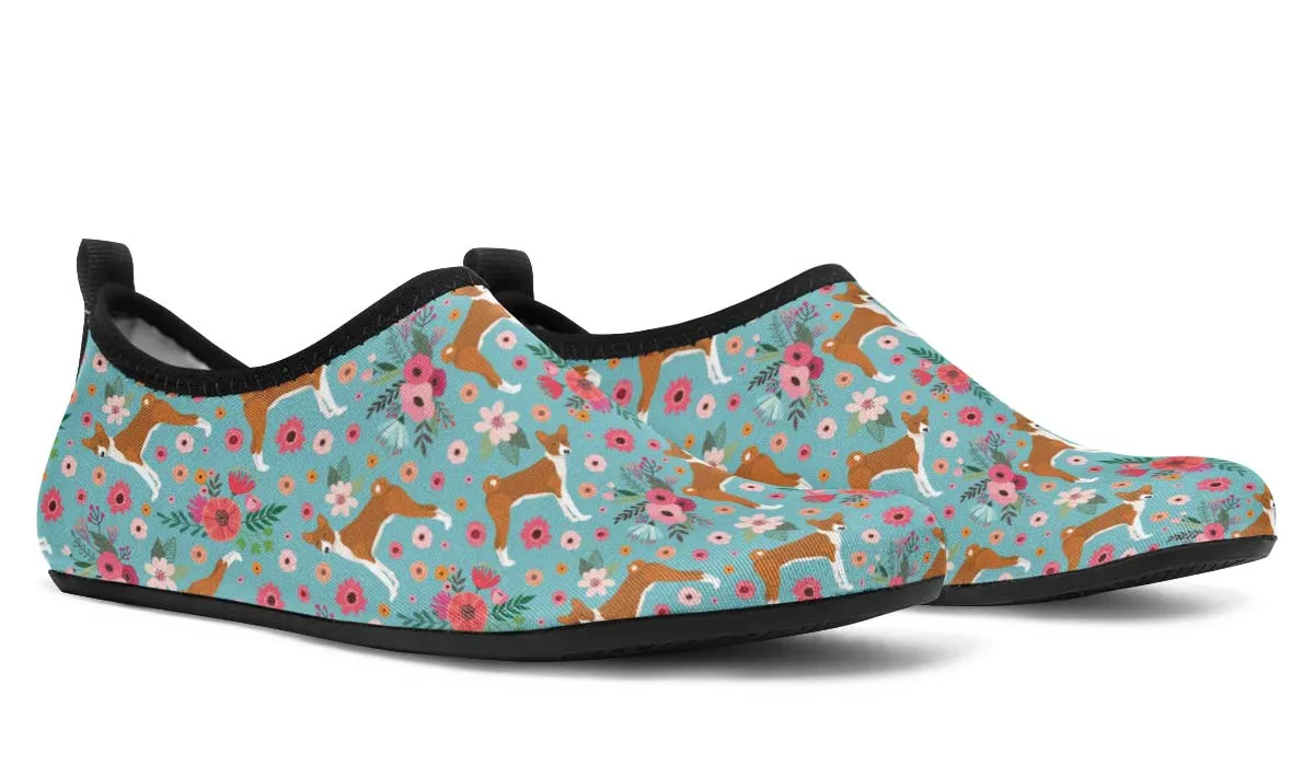 Basenji Flower Aqua Barefoot Shoes