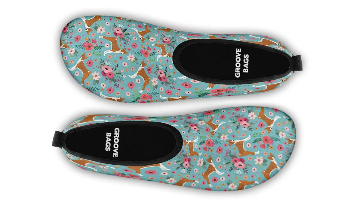 Basenji Flower Aqua Barefoot Shoes