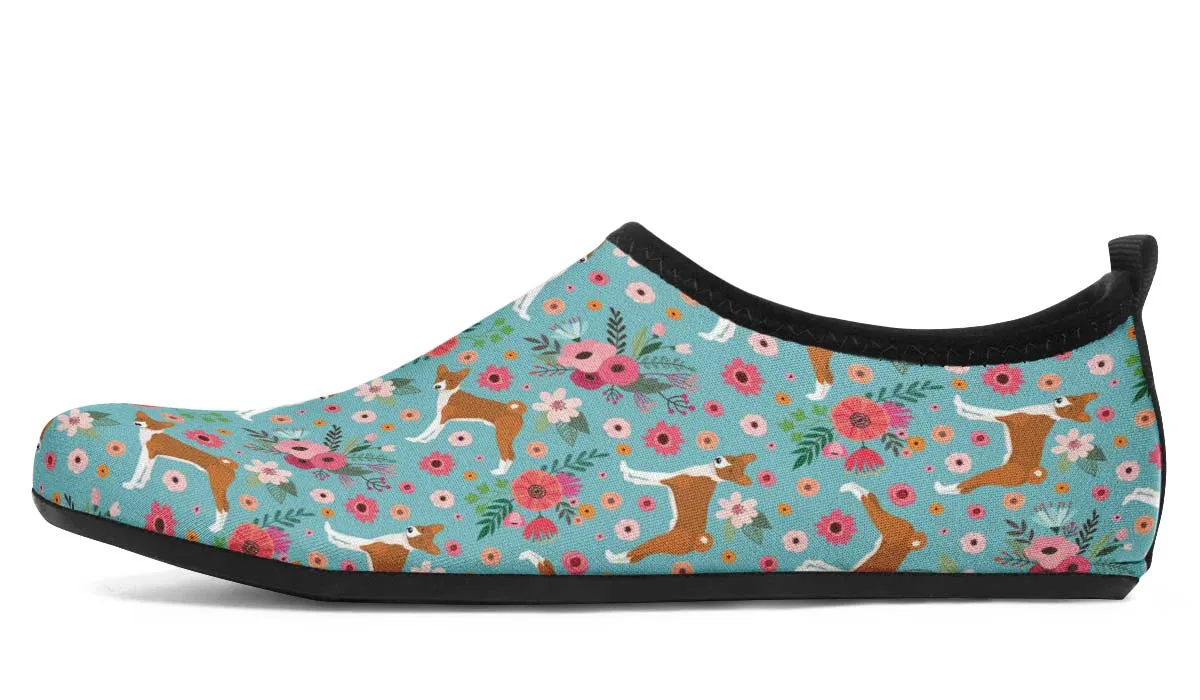 Basenji Flower Aqua Barefoot Shoes
