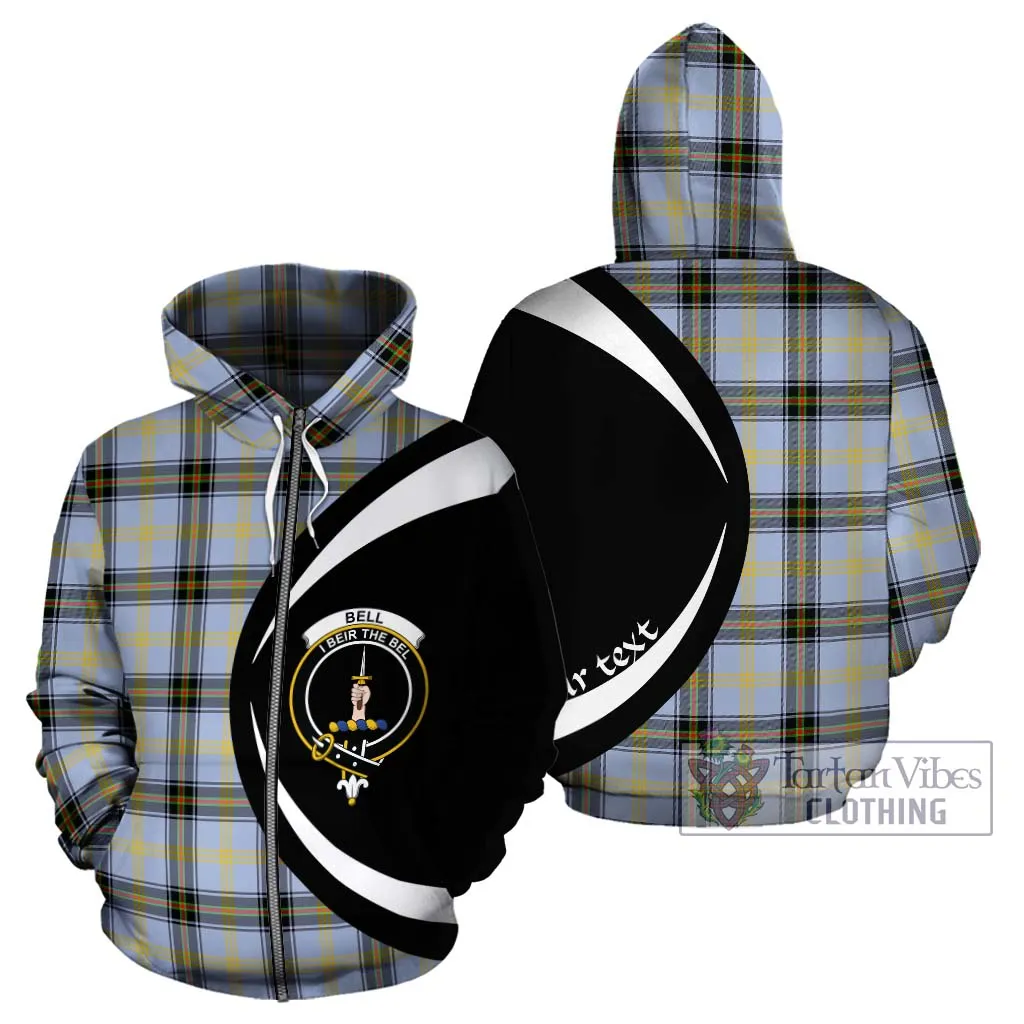 Bell Tartan Hoodie with Family Crest Circle Style
