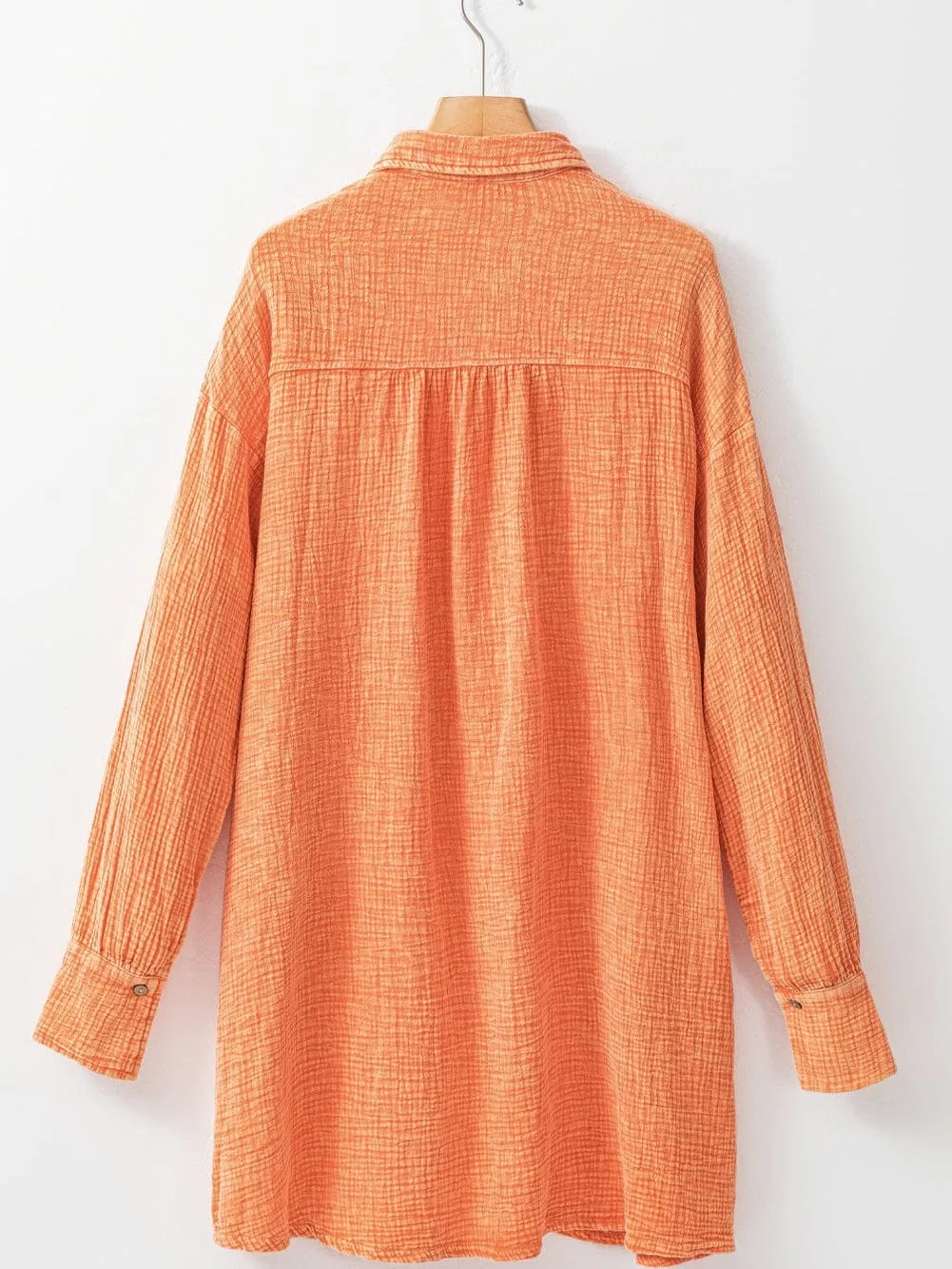 Bohemian Style Orange Shirt Dress
