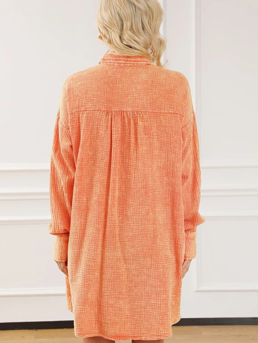 Bohemian Style Orange Shirt Dress