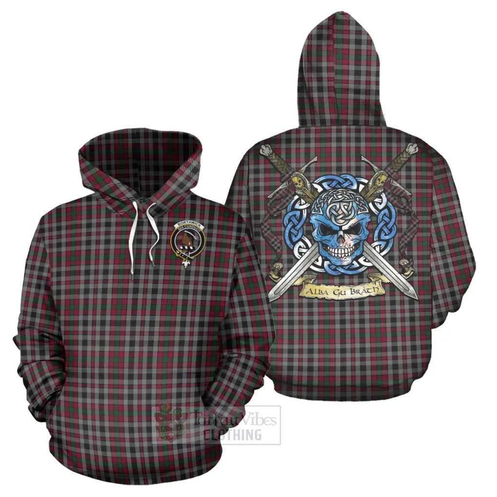 Borthwick Tartan Hoodie with Family Crest Celtic Skull Style