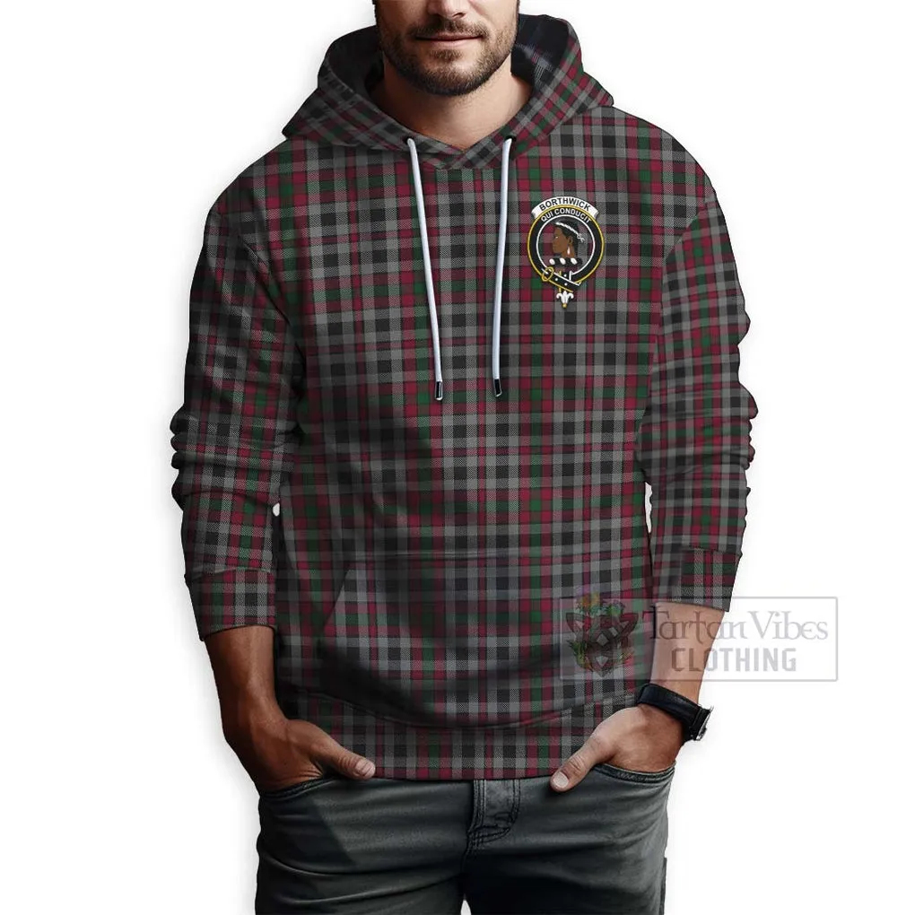 Borthwick Tartan Hoodie with Family Crest Celtic Skull Style