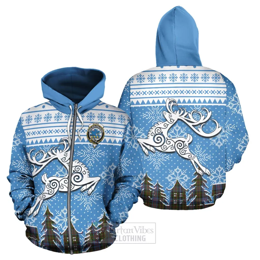 Bowie Clan Christmas Hoodie Celtic Reindeer Style