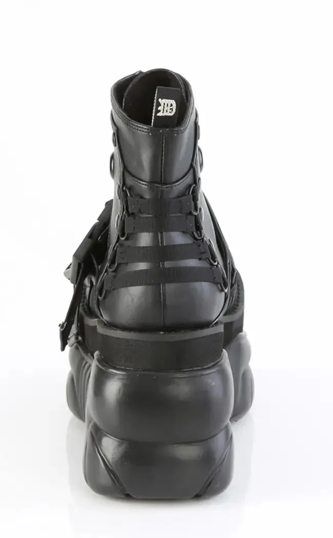 BOXER-60 Black Vegan Leather Ankle Boots