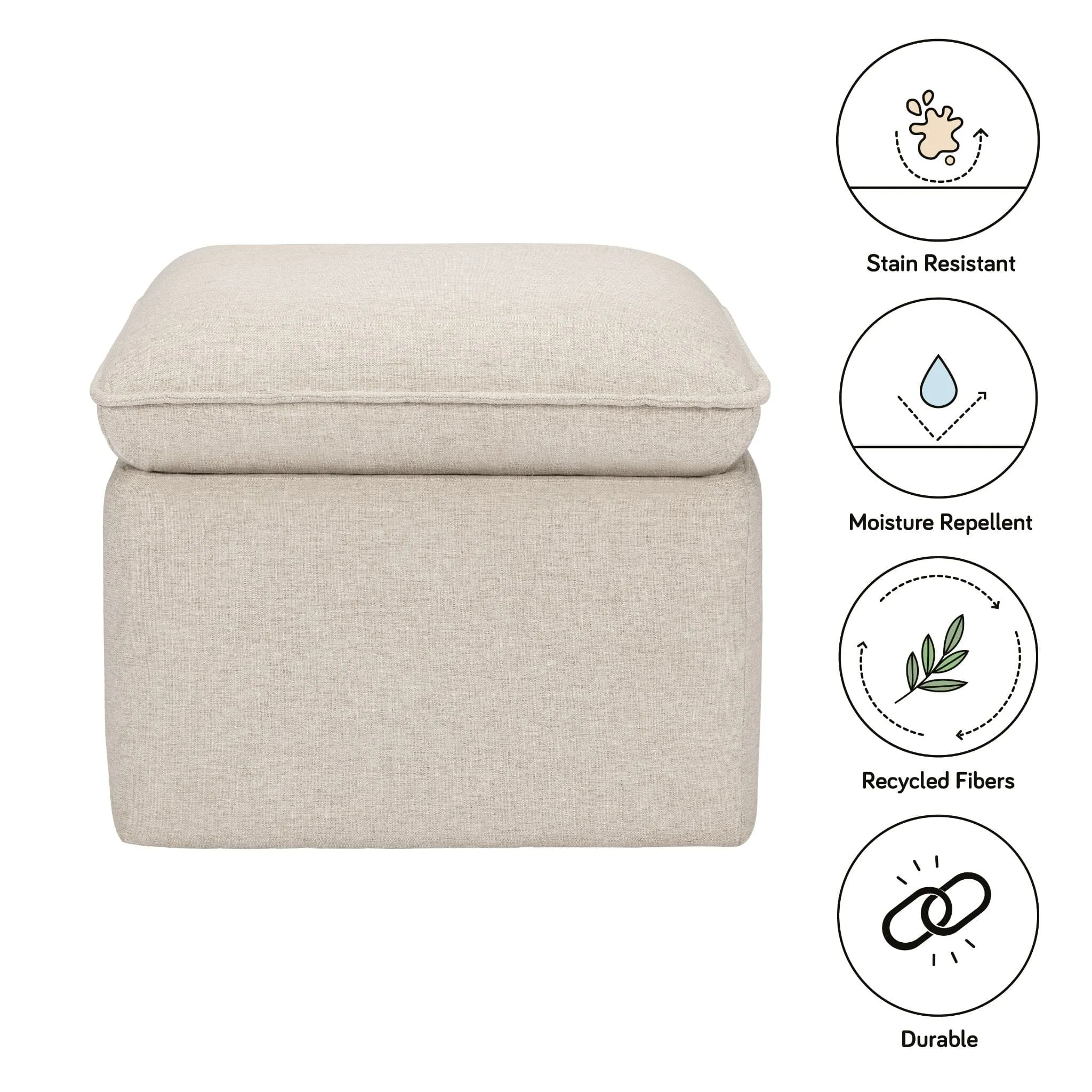 Cali Storage Ottoman | Beach Eco-Performance Fabric with USB