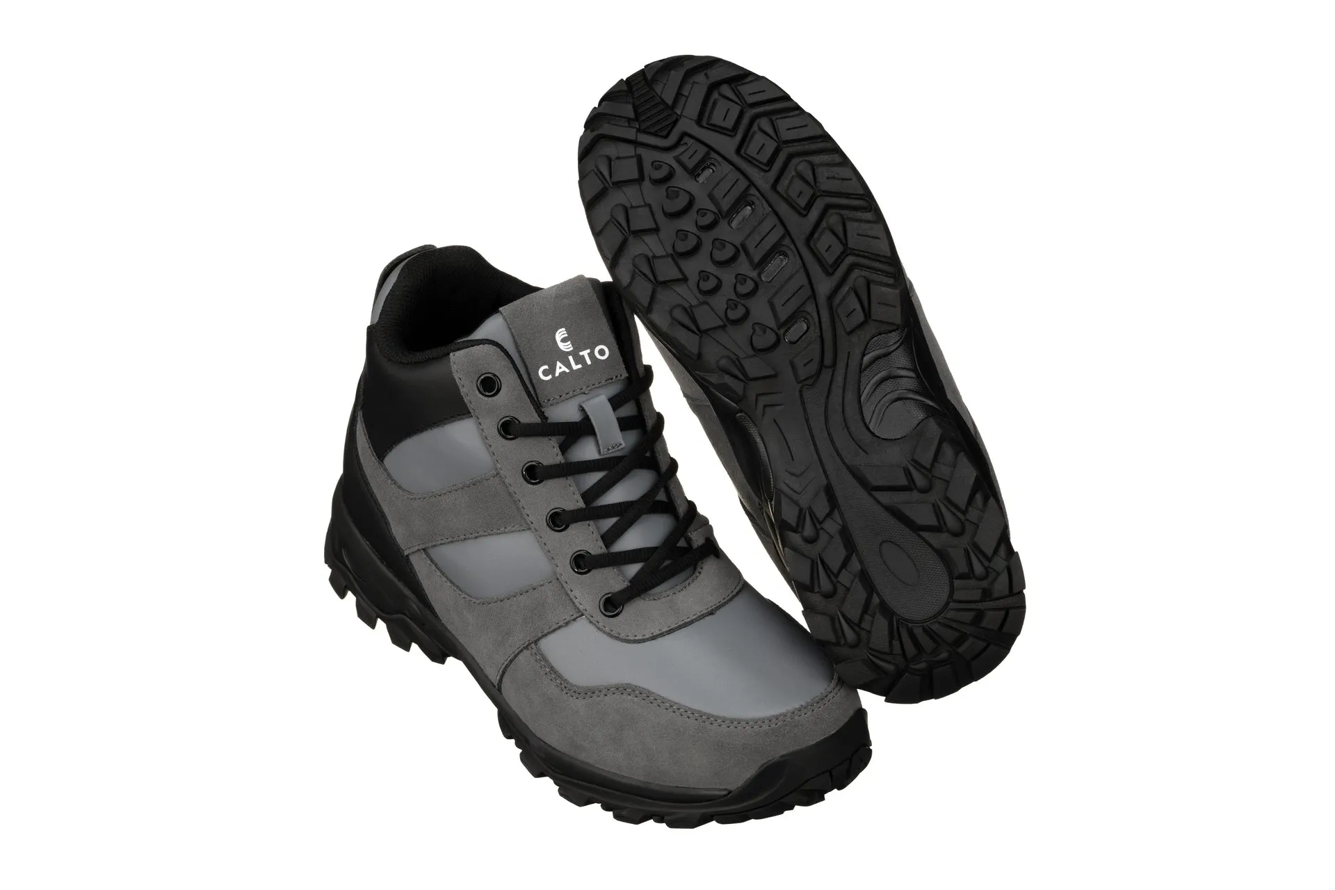 CALTO - S33511 - 3.6 Inches Taller (Grey/Black) - Hiker Sneakers