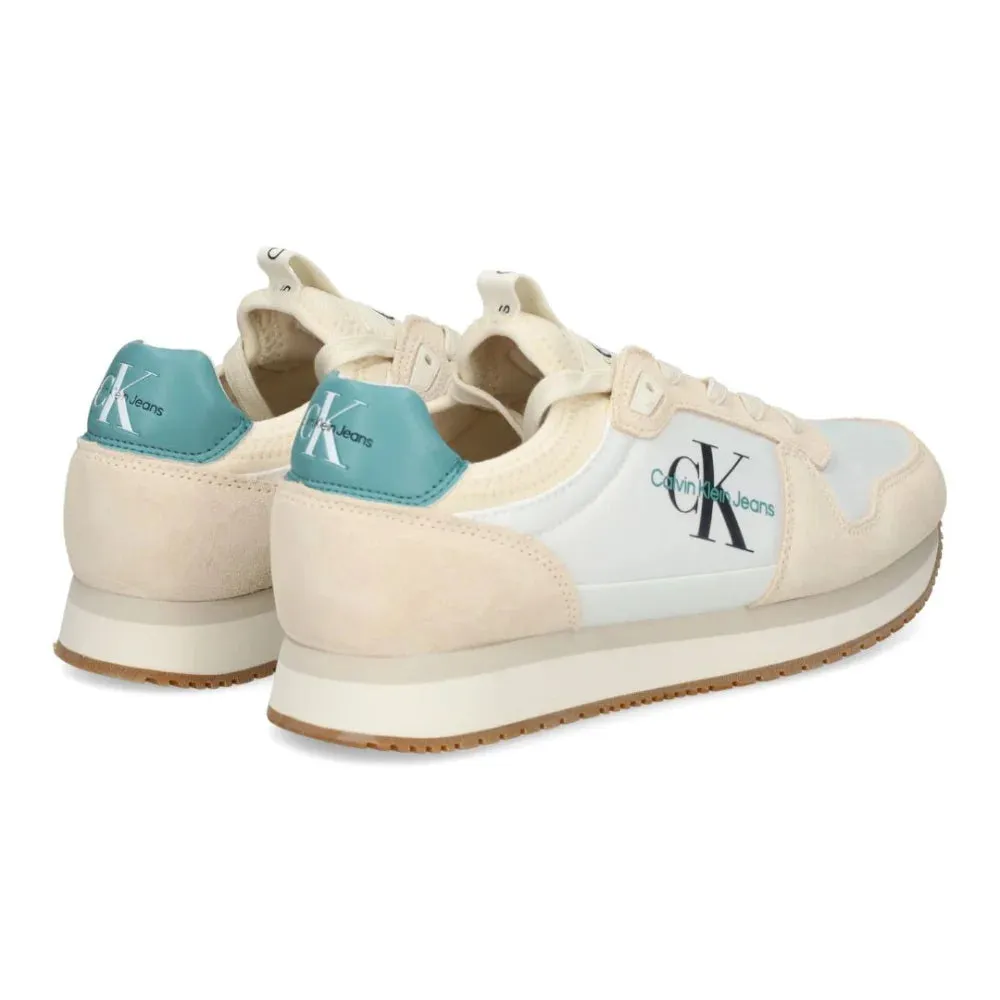 Calvin Klein Jeans Runner Sock Laceup Trainer YM0YM00553-WHTGRN