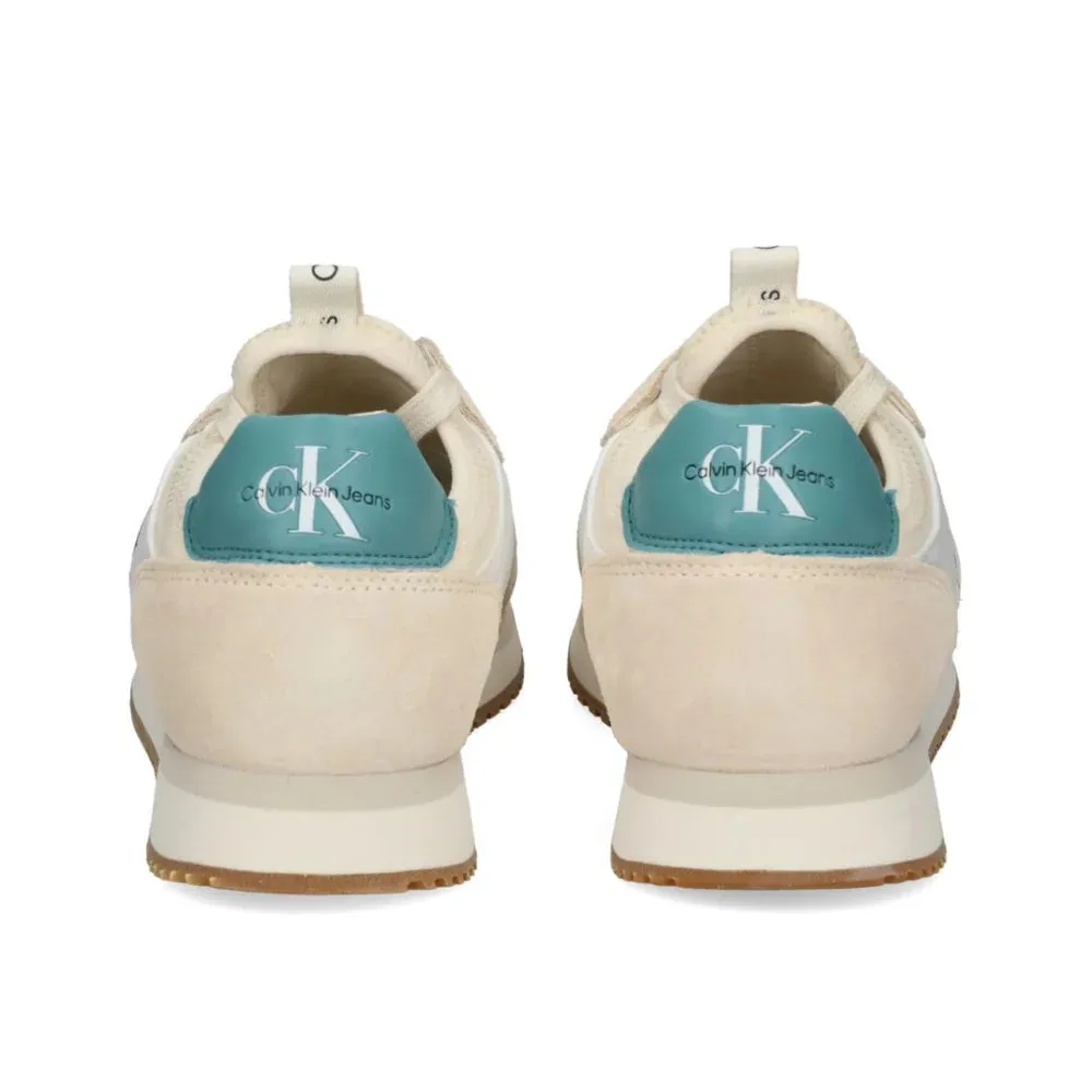 Calvin Klein Jeans Runner Sock Laceup Trainer YM0YM00553-WHTGRN