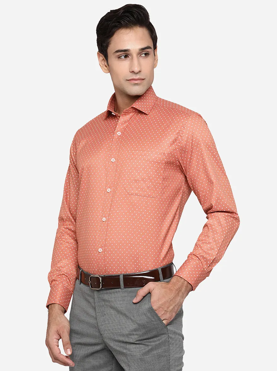 Carrot Pink Printed Slim Fit Formal Shirt | Greenfibre