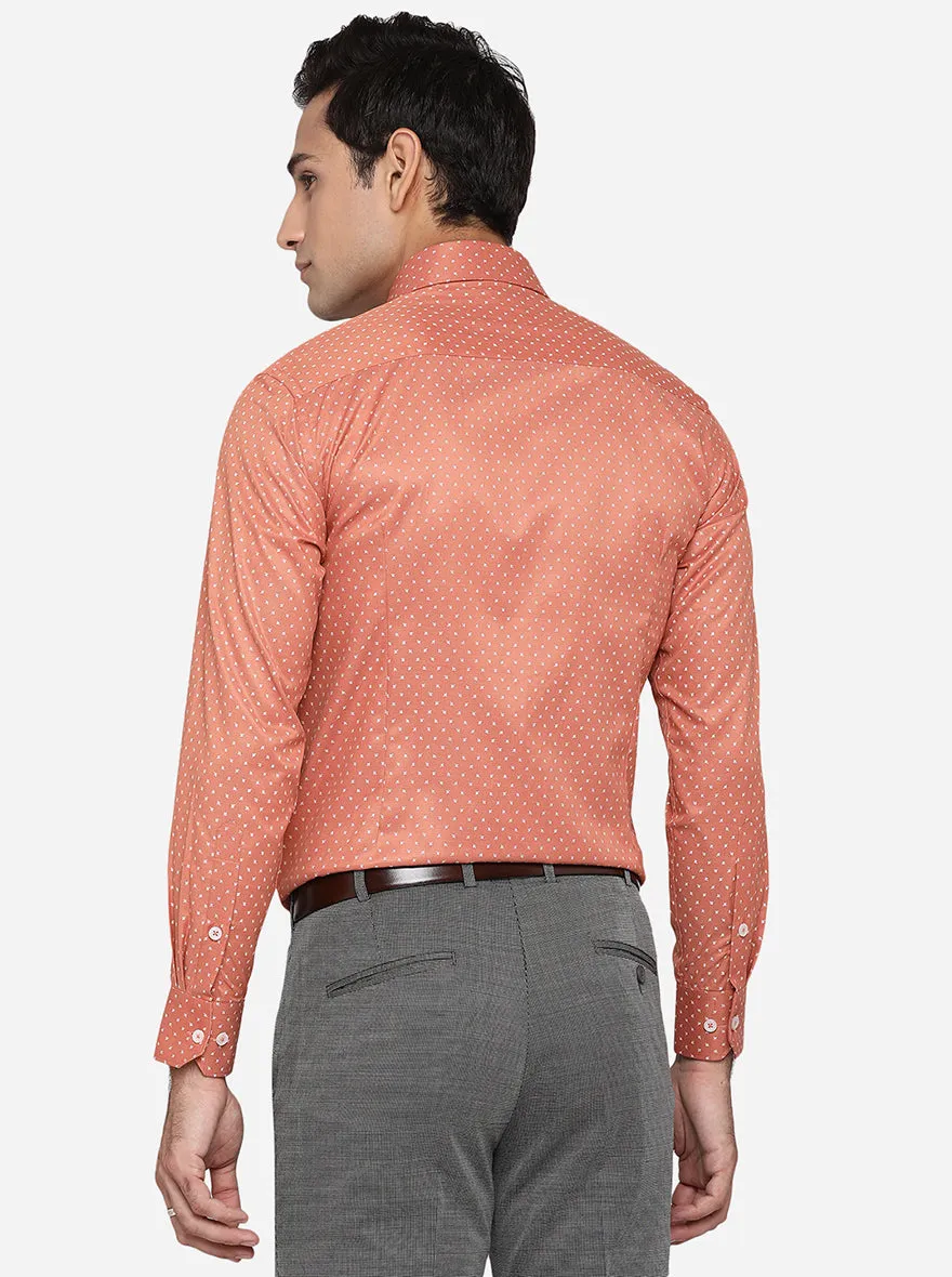 Carrot Pink Printed Slim Fit Formal Shirt | Greenfibre